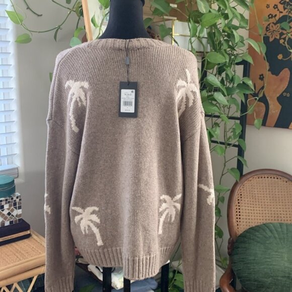 NWT Rails Zoey Oatmeal Ivory Palms Pop Over Cotton Blend Knit Sweater - M - Picture 3 of 9